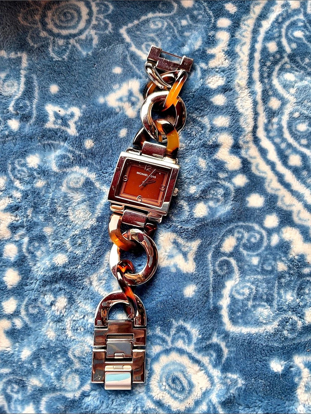 Michael Kors Silver and Tortoise Shell Link Watch